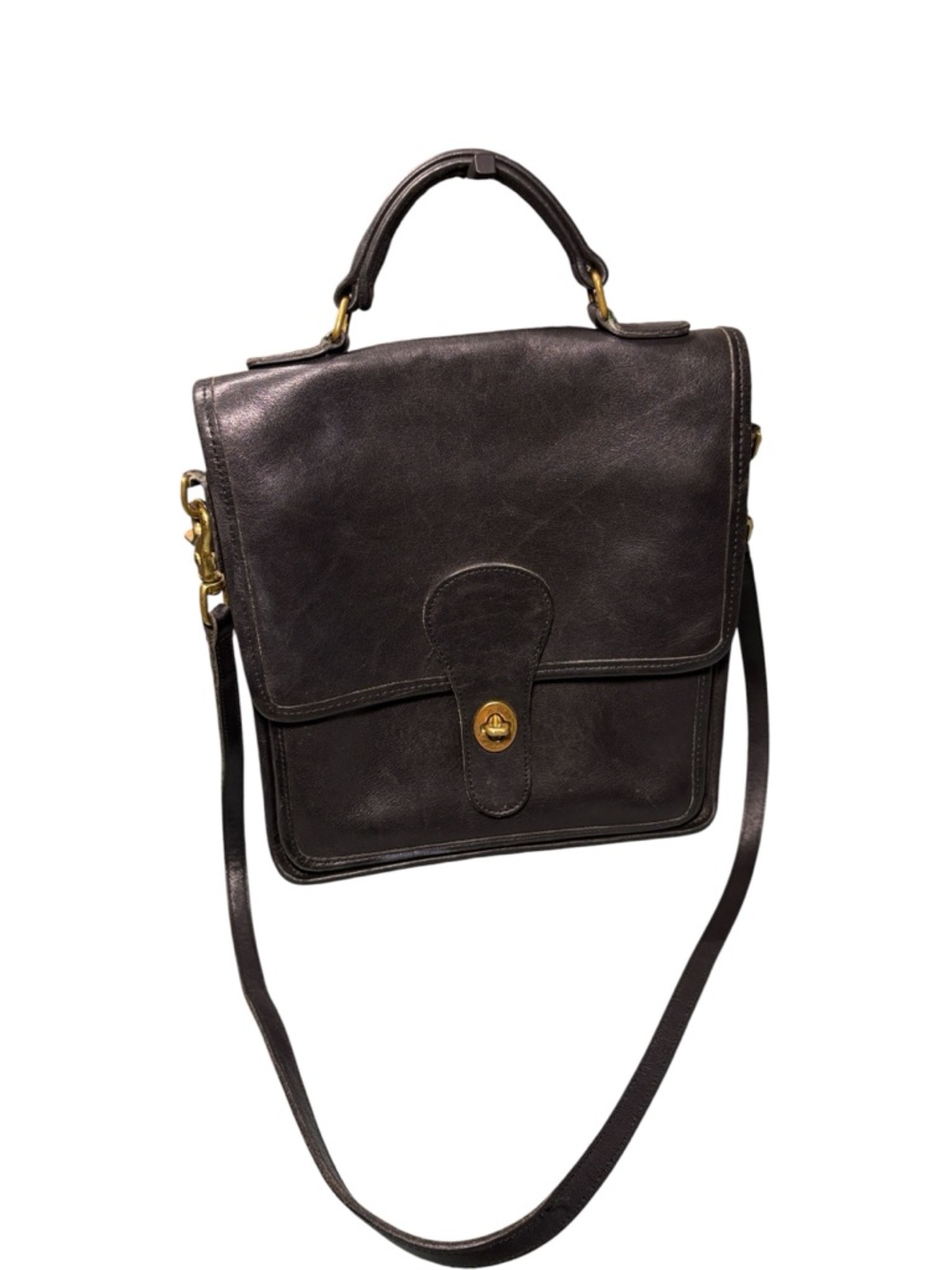 Vintage Coach Station Bag Black Leather Top Handle Crossbody 5130 Made in USA